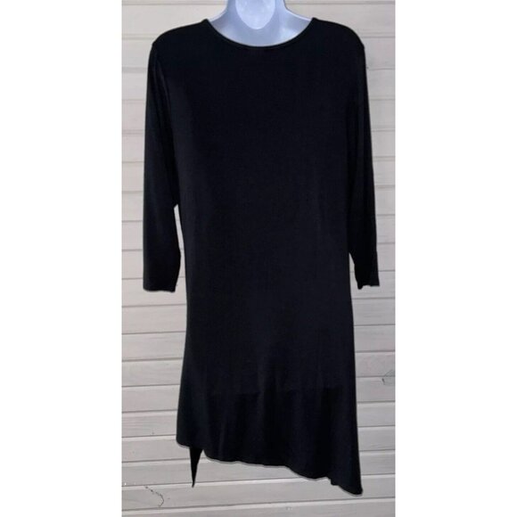 Et Lois Sz ?? (See Meas) Black Taupe Pieced Artsy Pullover Tunic Top EUC - Picture 8 of 10